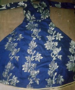 Royal Blue Embroided Golden Gown