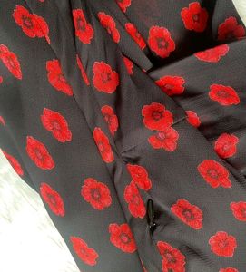 Red Floral Puffy Sleeves Dress 🎀❤️