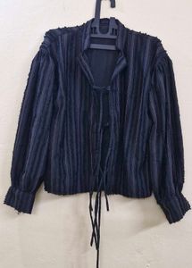 Striped Tie-Front Shirt