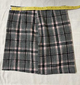 Grey Plaid Mini Skirt
