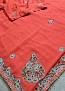 Beautiful Moti Work Saree Woth Blouse 💗
