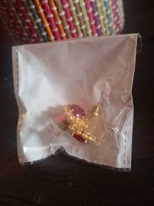 Ruby &amp; Gold Stud Earrings