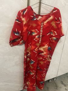 Red Printed Kurta