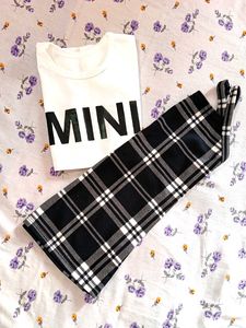 Mini Tee &amp; Plaid Dress Set