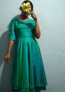 Peacock 🦚 Blue Double Layered Flair Dress