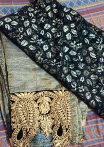 Elegant Black &amp; Gold Embroidered Outfit
