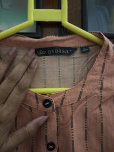 Avaasa Peach Striped Kurti