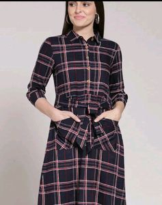 Checked Collar Style Dress