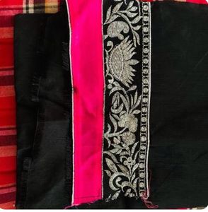 Elegant Black &amp; Pink Embroidered Saree