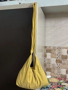 Yellow Corduroy Sling Bag