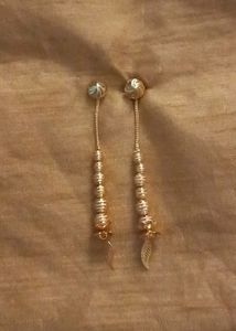 Gold Finish 2 In 1 Earrings
