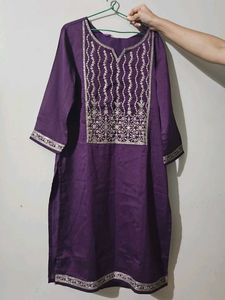 Purple Embroidered Kurta
