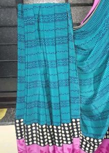 A Beautiful Blue Saree X Stiched blouse