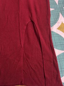 Woolen Maxi Dress With Slit  Size S Brand Ne
