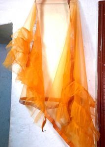 Orange Net Dupatta