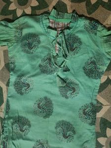 Green Printed Kurta