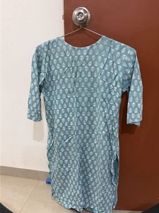 Embroidered Blue Cotton Kurta