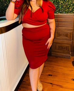 Red Two-Piece Dress