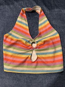 Retro Striped Halter Top