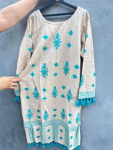 Unused New Pakistani Aari Embroidery Kurta Set