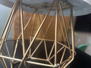 Geometric Metal Cake Stand, White Round top