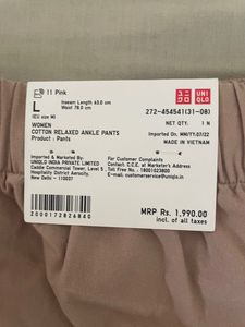 Uniqlo Relaxed Ankle Pant With Tag SizeL