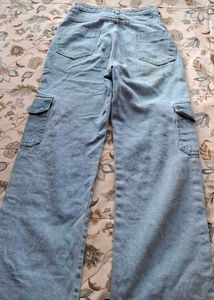 Light Wash Denim Cargo Pants