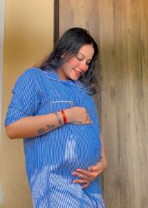 Blue Striped Maternity Or Normal Frock