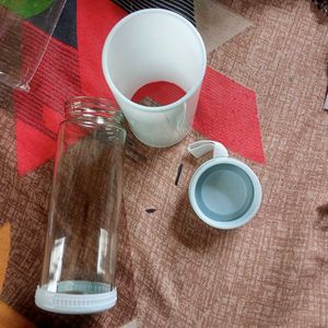 Glass Water Bottle With Plastic Cover