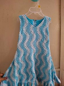 Blue &amp; White Patterned Dress