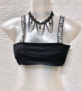 Black LOVE Crop Top Size 34 S/M