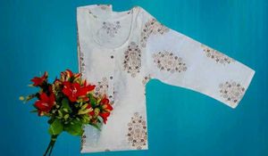 Women&#39;s Long Kurti Floral Hand Blocke Printed