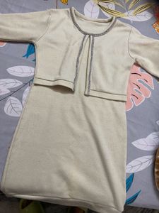 White Dress With Attached Shrug