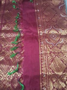 It Is Green Pure Kanjivaram With Big Maroon Silk