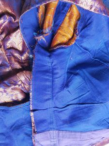 New Blue &amp; Gold Saree Blouse