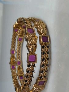 One Gram Gold Ruby Bangle Pair