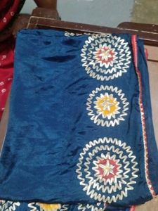 Navy Blue Embroidered Fabric