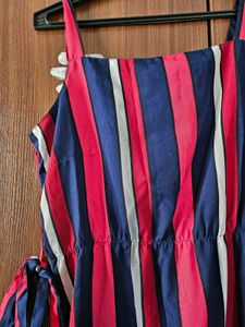 Striped Side Slit Dress
