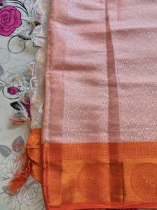 new unused Elegant Peach &amp; Orange Saree