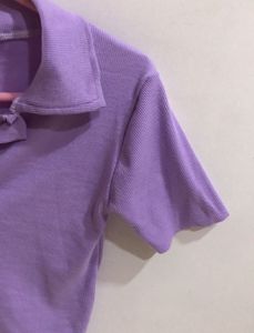 Lilac Purple Short Sleeves Polo Shirt Top