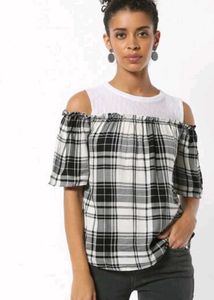 Plaid Off-Shoulder Top