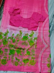 Pink Floral Saree with Blouse