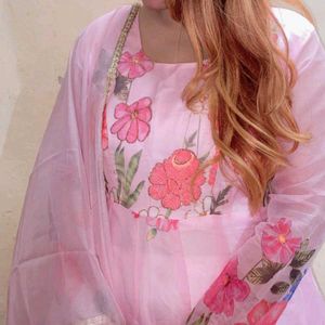 Floral Pink Anarkali 2pc