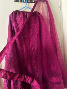 Maroon Embroidery Lehenga With Duppata