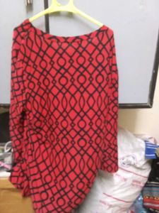 Red &amp; Black Geometric Print Long Sleeve Tunic