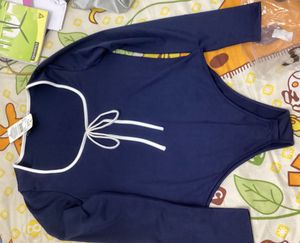 Shein Full sleeve neck tie leotard top