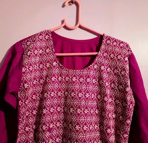 Pink Embroidered Kurta