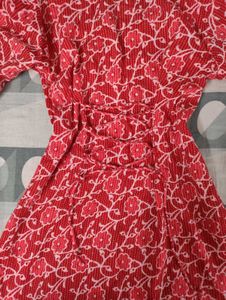Red Corset Short Kurta | Pure cotton