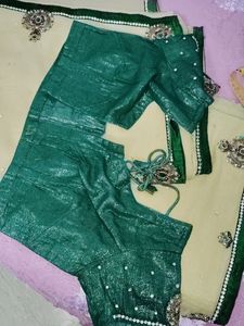 Stone Work Saree With Stiched Blouse