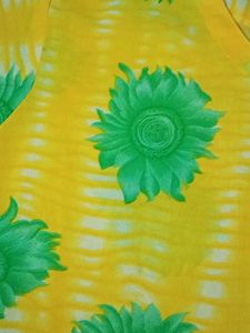 A Yellow Sunflower Printed Dress